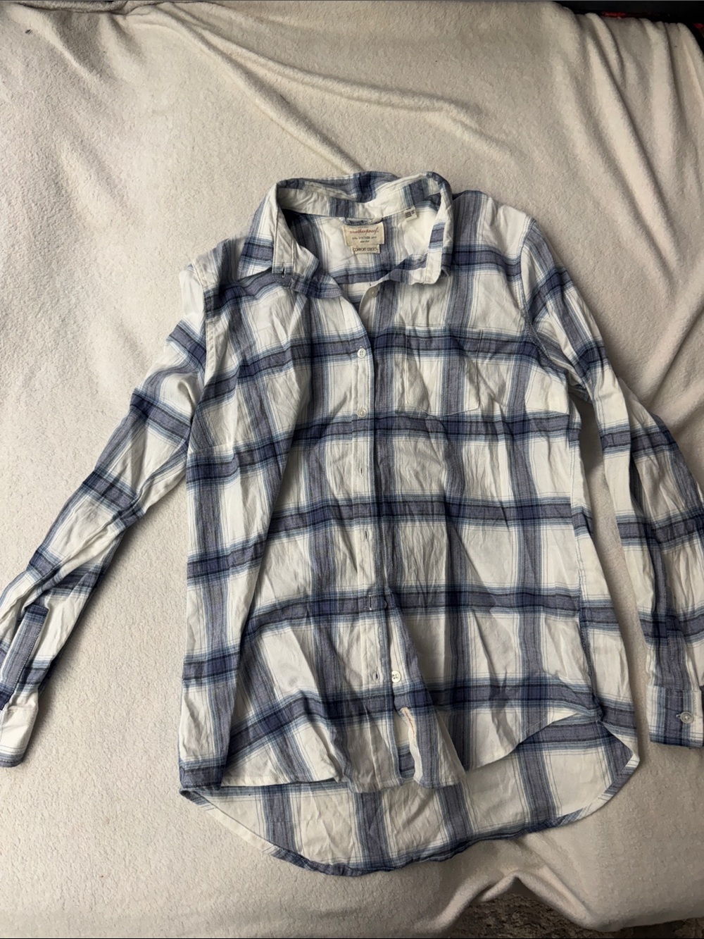 Weatherproof White and Blue Plaid Button-Down Shirt